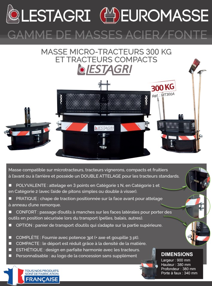 masse pour micro tracteurs et tracteurs standards 300kg